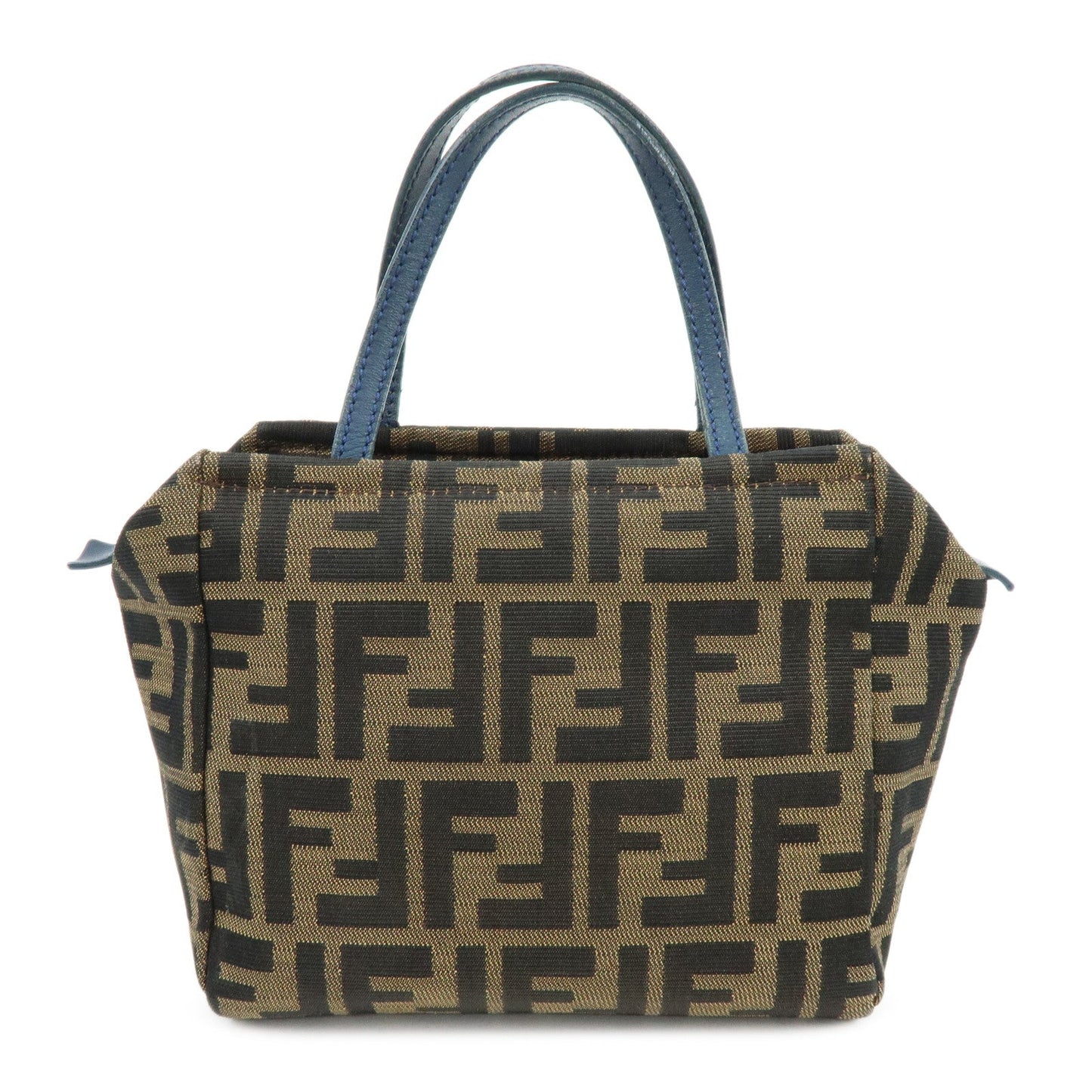 FENDI Zucca Canvas Leather Hand Bag Brown Black Navy 8N0000