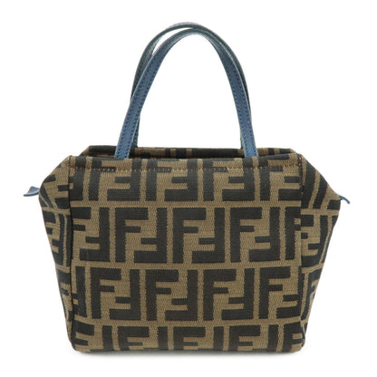 FENDI Zucca Canvas Leather Hand Bag Brown Black Navy 8N0000