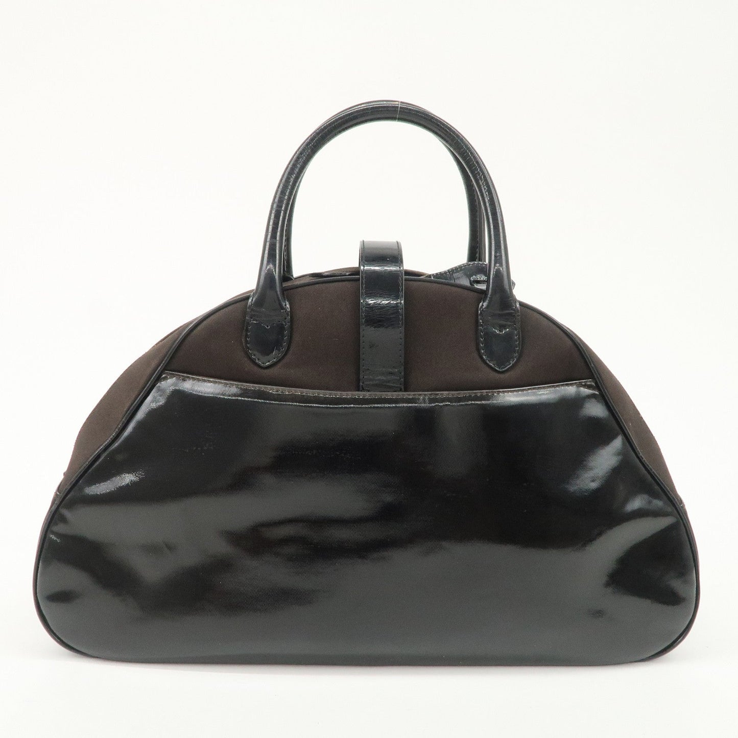 Christian Dior Double Saddle Canvas Patent Leather Hand Bag
