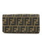 FENDI Zucca Canvas Leather Bi-Fold Long Wallet Black Brown 8M0000