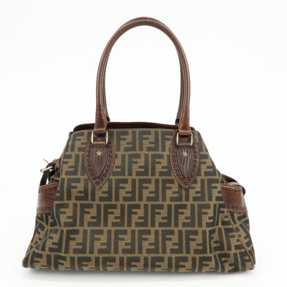 FENDI Zucca Ethnico Canvas Leather Tote Bag Shoulder Bag 8BN162