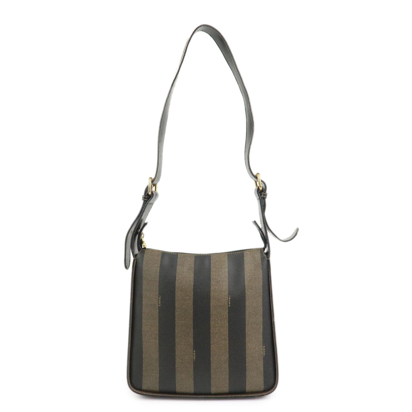 FENDI Pequin PVC Shoulder Bag Crossbody Bag Black 211 256510058