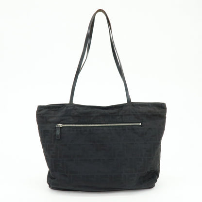 FENDI Zucca Canvas Leather Tote Bag Shoulder Bag Black 15785