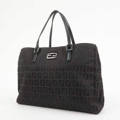 FENDI Zucchino Canvas Leather Hand Bag Tote Bag Dark Brown 8BH132
