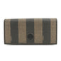 FENDI Pequin PVC Canvas Long Wallet Black Brown T20615