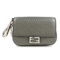 FENDI Nano Baguette Calf Leather Bag Charm Key Chain Silver 7AR809