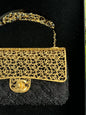 Chanel 2022 Mini Tweed Evening Flap Bag Black Gold Cc Logo
