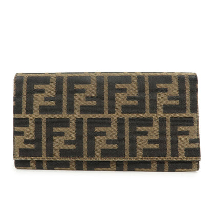 FENDI Zucca Canvas Bi-fold Long Wallet Black Brown 8M0009