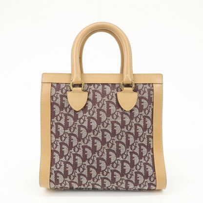 Christian Dior Trotter Jacquard Leather Hand Bag Brown Gold Hdw