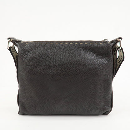FENDI Selleria Leather Shoulder Bag Crossbody Bag Brown 8BT092