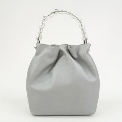 Christian Dior Maris Pearl Leather Hand Bag Silver Gray
