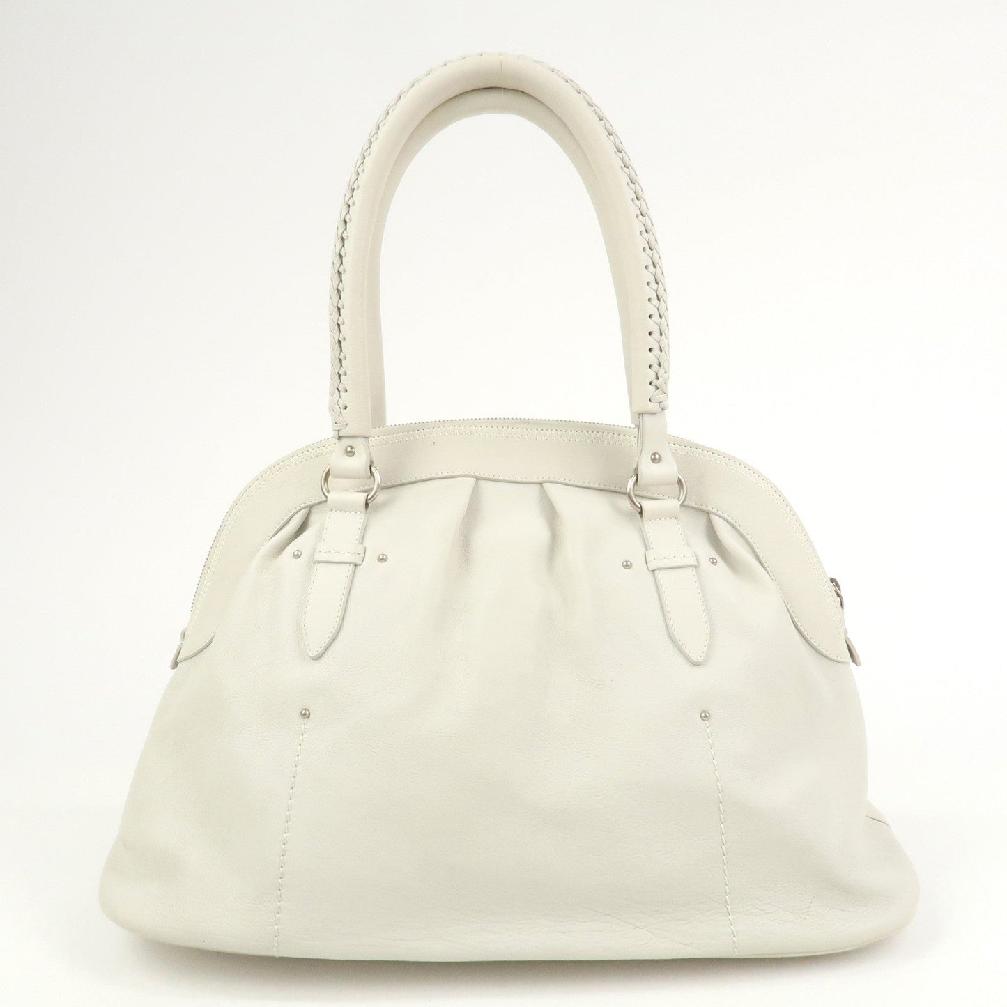 Christian Dior Leather Shoulder Bag Hand Bag White 10-Ru-0037