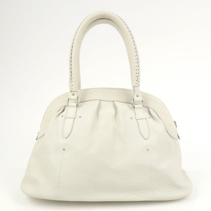 Christian Dior Leather Shoulder Bag Hand Bag White 10-Ru-0037