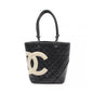 Chanel Cambon Medium Leather Black White Silver Tote Style
