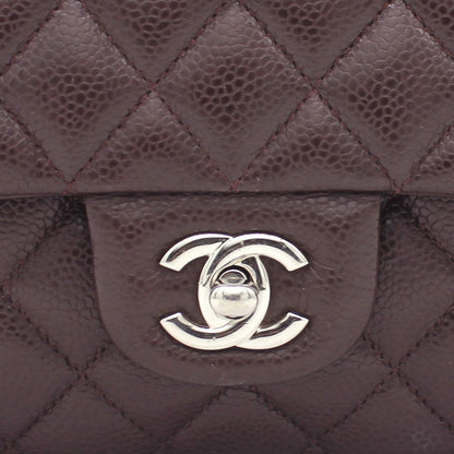 Chanel Burgundy Quilted Caviar Leather Classic Double Flap Bag