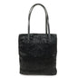 FENDI Logo Beads Leather Hand Bag Tote Bag Black