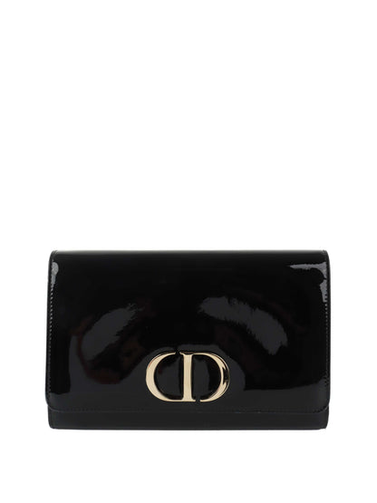 Dior Black Patent Leather 30 Montaigne Chain Clutch