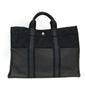 Luxury Hermes Black Canvas Gray Leather Fourre Tout Mm Tote