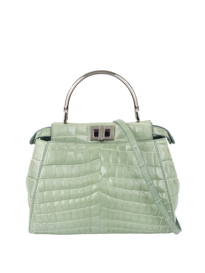 Fendi Peekaboo Crocodile Mini Mint Green