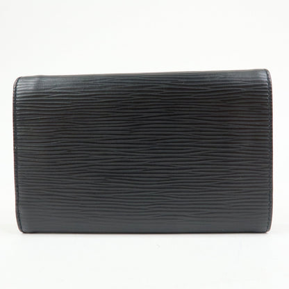 FENDI Embossed Leather Long Flap Wallet Black 30858