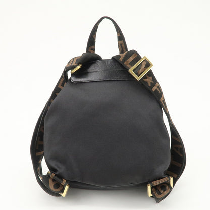 FENDI Nylon Leather Back Pack Black Gold Hardware 263390
