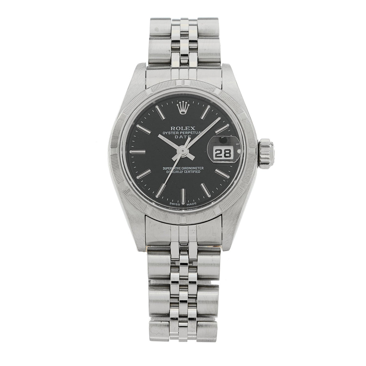 Stainless Steel 26mm Oyster Perpetual Date Watch Black 79190