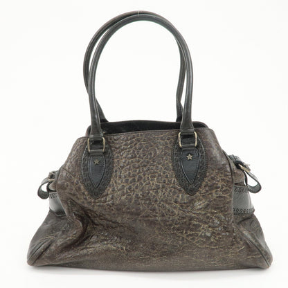 FENDI Etnico Leather Tote Bag Shoulder Bag Hand Bag Brown 8BN162