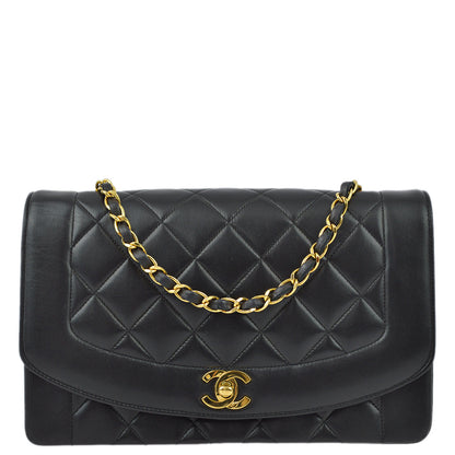 Chanel Black Lambskin Medium Diana Shoulder Bag