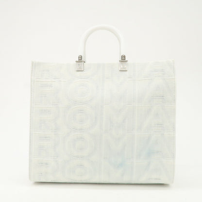 FENDI Leather Sunshine Medium 2Way Tote Bag Hand Bag White 8BH386