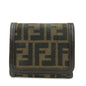 FENDI Zucca Leather Canvas Tri-fold Wallet Black Brown 30794