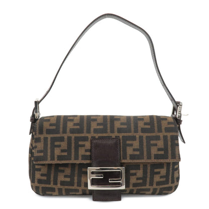 FENDI Zucca Mamma Baguette Canvas Shoulder Bag 26424 Brown Black