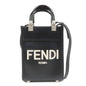 FENDI Leather Sunshine Shopper Small 2Way Bag Hand Bag Black 8BS051