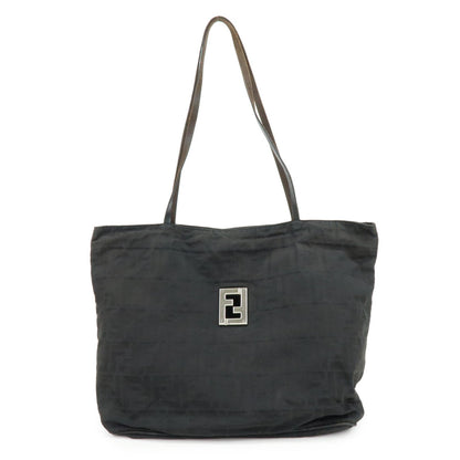 FENDI Zucca Canvas Leather Tote Bag Shoulder Bag Black 15785