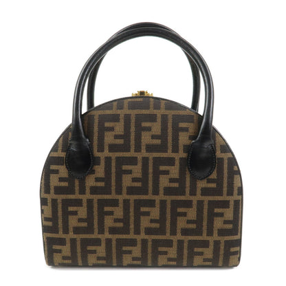 FENDI Zucca Canvas Leather 2Way Hand Bag Shoulder Bag Brown Black