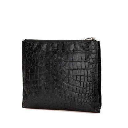Saint Laurent Crocodile Embossed Leather Clutch Bag