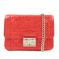 Christian Dior Cannage Patent Leather Chain Shoulder Bag Cow Red