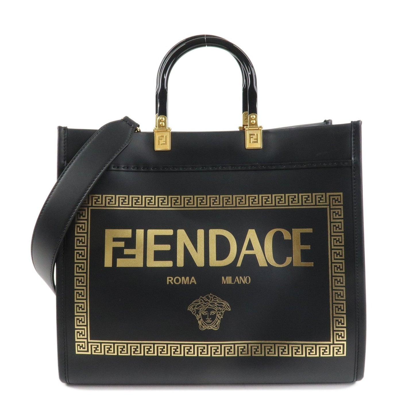 FENDI VERSACE FENDACE Leather Sunshine Medium Tote Bag 8BH386
