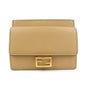 FENDI Zucca Baguette Leather Card Case Light Brown