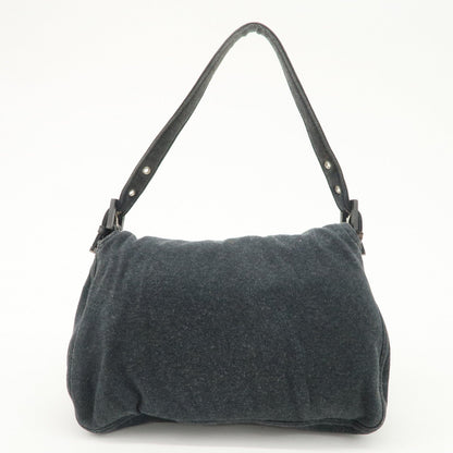 FENDI Mamma Baguette Zucca Cotton Shoulder Bag Gray 26325