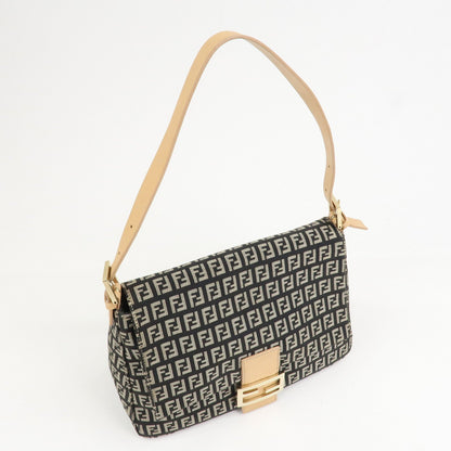 FENDI Mamma Baguette Canvas Leather Shoulder Bag 8BR001