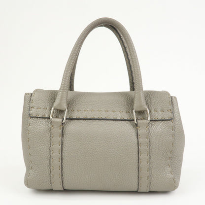 FENDI Seleria Mini Linda Leather Hand Shoulder Bag Greige 8BR486