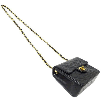 Chanel bag matelasse lady's shoulder chain lambskin black