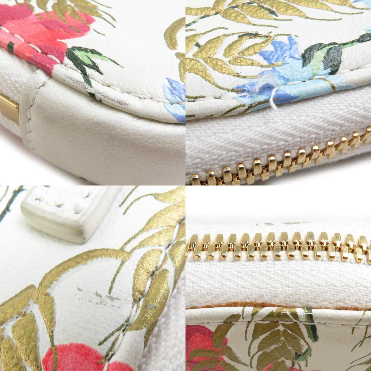 Christian Dior Ivory Multi-Color Leather Pouch