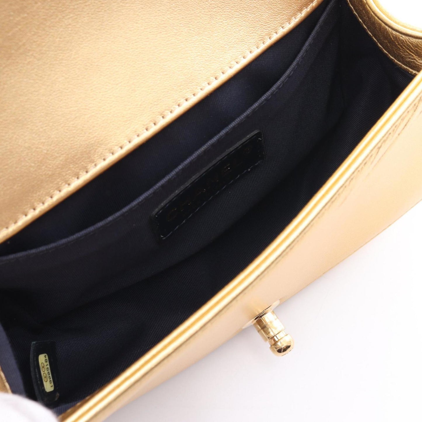 Chanel Boy Chanel Shoulder Bag Leather Women's Gold Red