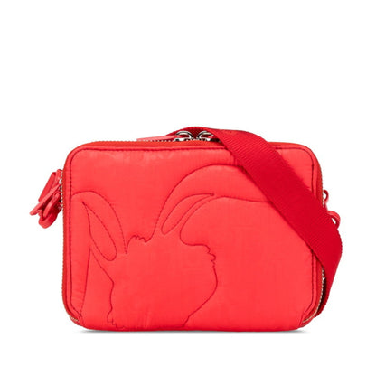 Christian Dior Red Color Nylon Leather Shoulder Bag
