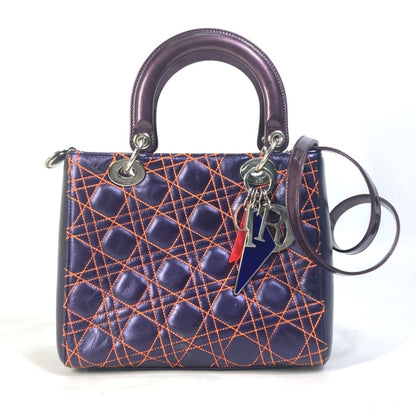 Christian Dior Orange Purple Leather Handbag Shoulder Bag