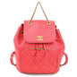 Chanel Backpack Caviar Skin Leather Pink Red Gold Women's a0373