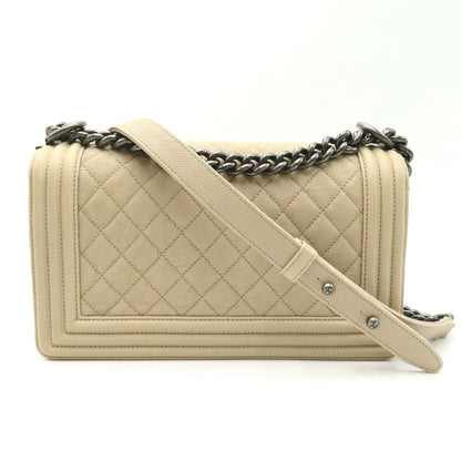 Chanel Boy Caviar Beige Chain Shoulder Bag