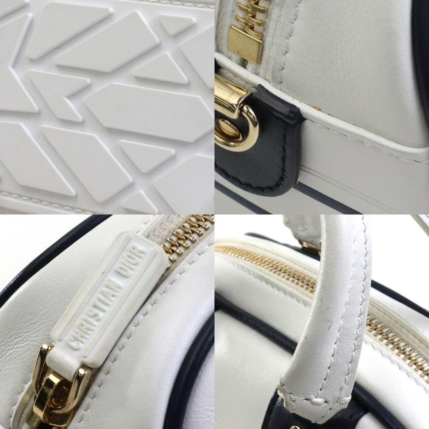 Christian Dior Navy White Leather Shoulder Bag Style 2