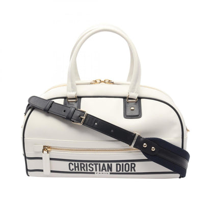 Christian Dior Black White Leather Handbag Leather